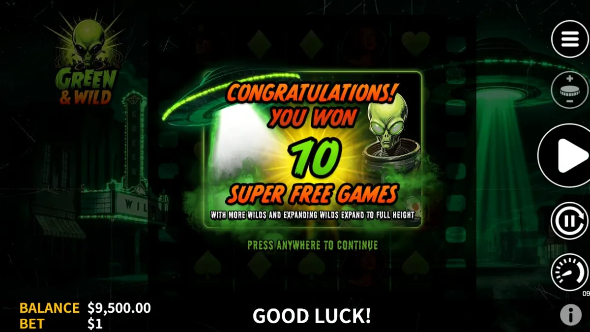 Tampilan visual slot Green & Wild dengan latar belakang hutan dan simbol satwa liar.