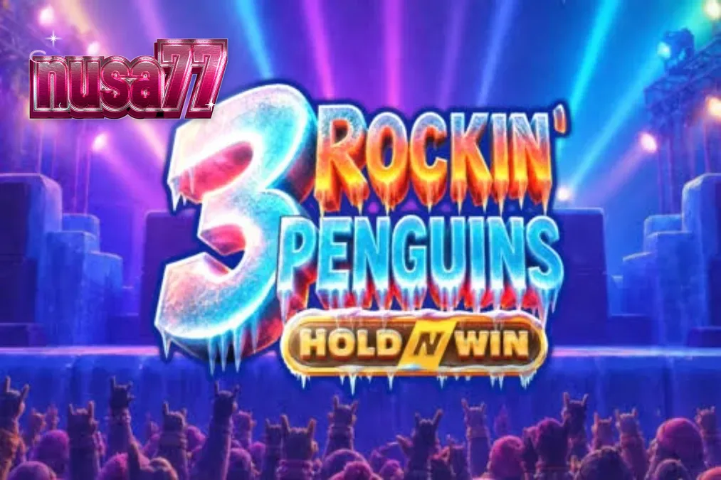 Tampilan visual slot 3 Rockin’ Penguins dengan karakter penguin punk-rock