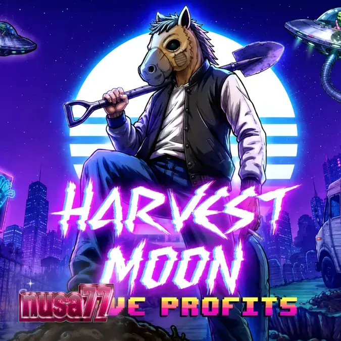 Tampilan visual slot Harvest Moon Grave Profits dengan tema laboratorium horor